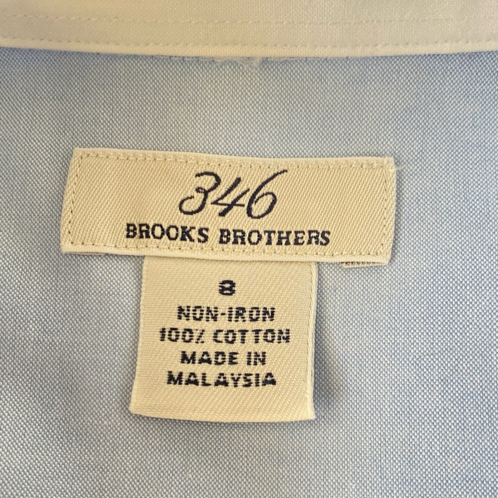 Brooks Brothers Blue White Contrast Collar French Cuff Button Down Shirt sz8 - Picture 9 of 13